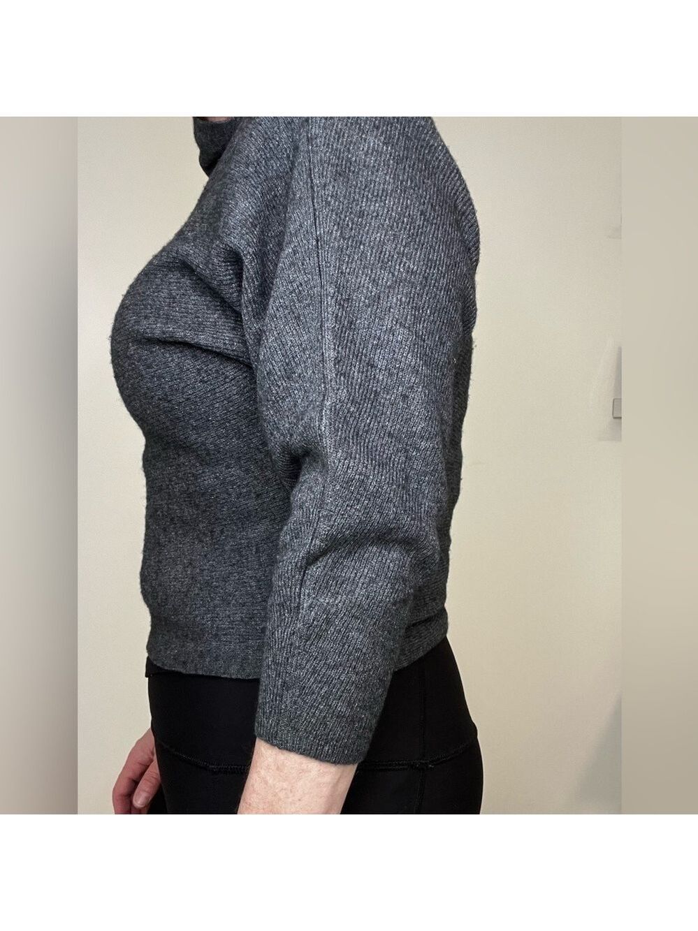 ARITZIA BABATON Wool Linen Blend Turtleneck Sweater, Grey, XS - Picture 2 of 11